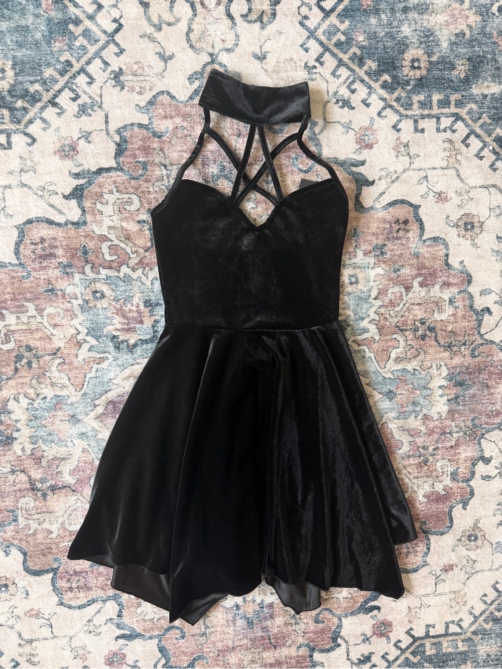 Widow Black Velvet Star Chocker Halter Dress